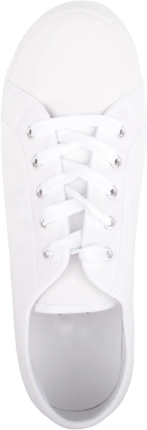 Womens Girls Minimalistic Lace Up Canvas Trainers Sneakers
