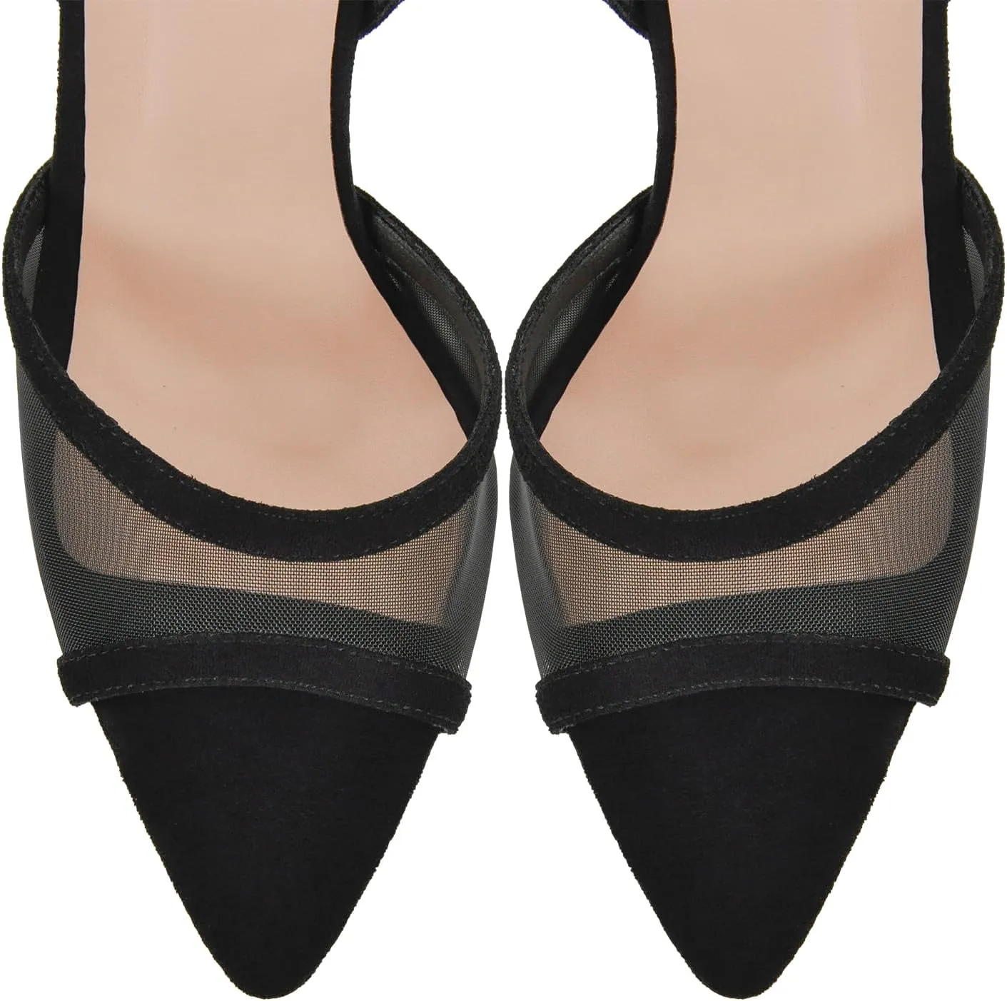 Women's Heeled Sandals Mesh Stiletto Pointed Toe Open Toe Ankle Buckle Strap Slingback High Heel Sandals Summer Dress Shoes