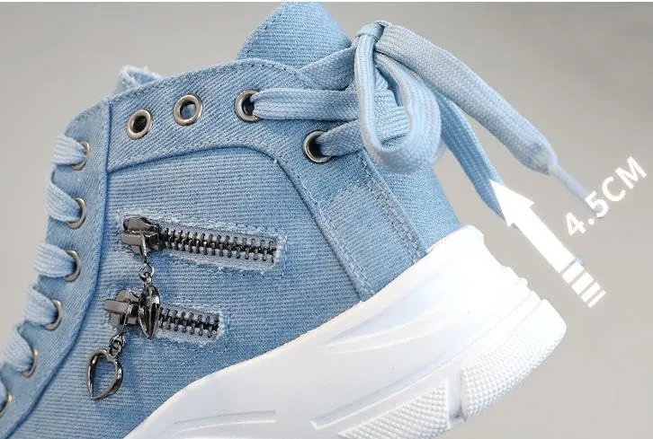 Women's High Top Heightened Sole Canvas Shoes Sports Causal Fashion Sneakers