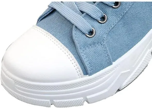 Women's High Top Heightened Sole Canvas Shoes Sports Causal Fashion Sneakers