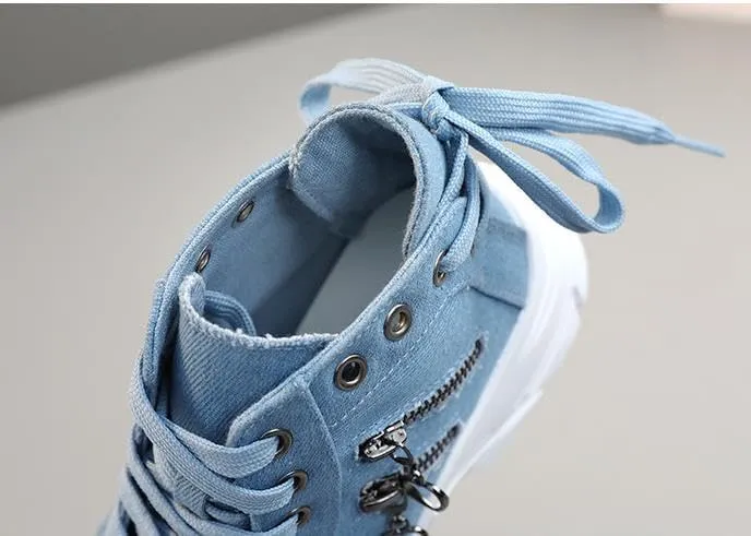 Women's High Top Heightened Sole Canvas Shoes Sports Causal Fashion Sneakers