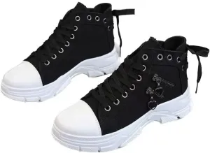 Women's High Top Heightened Sole Canvas Shoes Sports Causal Fashion Sneakers