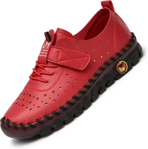 Women's Hollow Beef Tendon Soft Bottom Slip-on Flat Loafers,Fashion Hand Sewing Non-Slip Oxford Breathable Orthotic 4D Pain Relief Comfy Walk Casual Shoes