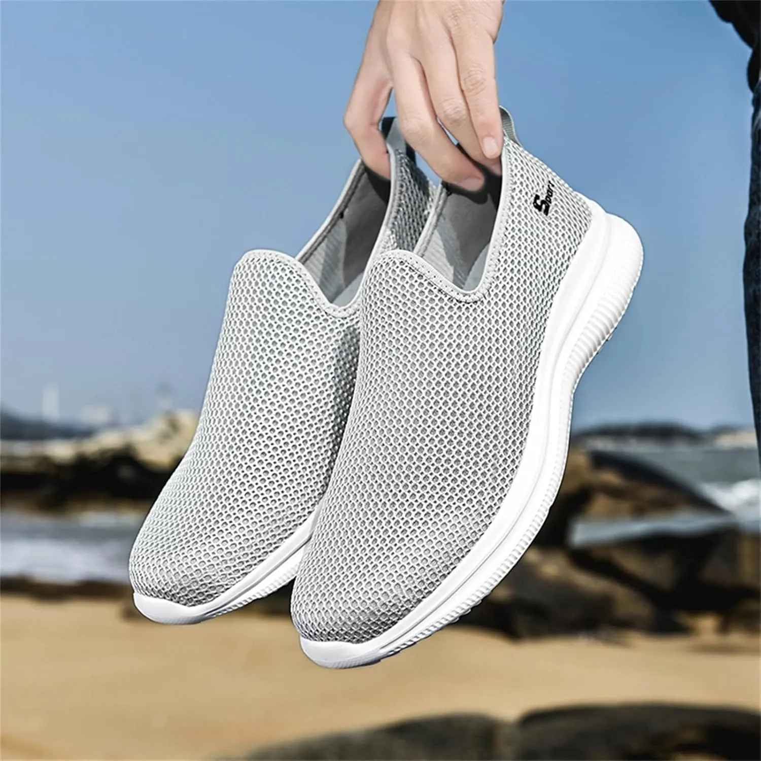 Womens Ladies Walking Running Shoes Slip On Lightweight Mens Running Shoes Mesh Women Casual Shoes Walking Sneakers Brown Tennis Shoe Casual Loafers