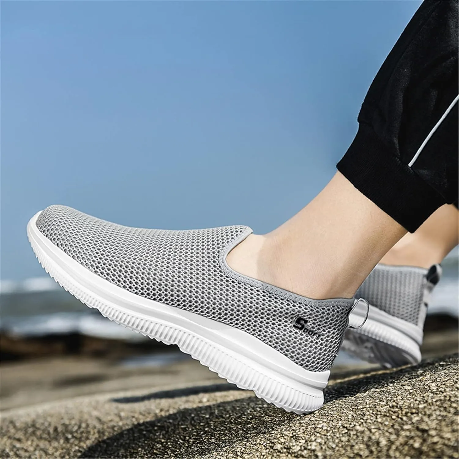 Womens Ladies Walking Running Shoes Slip On Lightweight Mens Running Shoes Mesh Women Casual Shoes Walking Sneakers Brown Tennis Shoe Casual Loafers