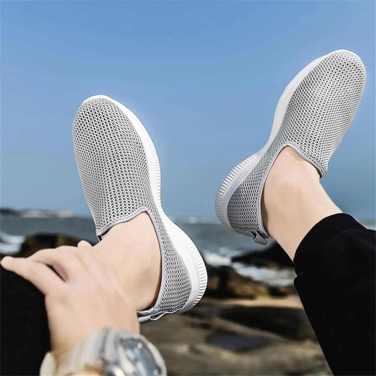 Womens Ladies Walking Running Shoes Slip On Lightweight Mens Running Shoes Mesh Women Casual Shoes Walking Sneakers Brown Tennis Shoe Casual Loafers