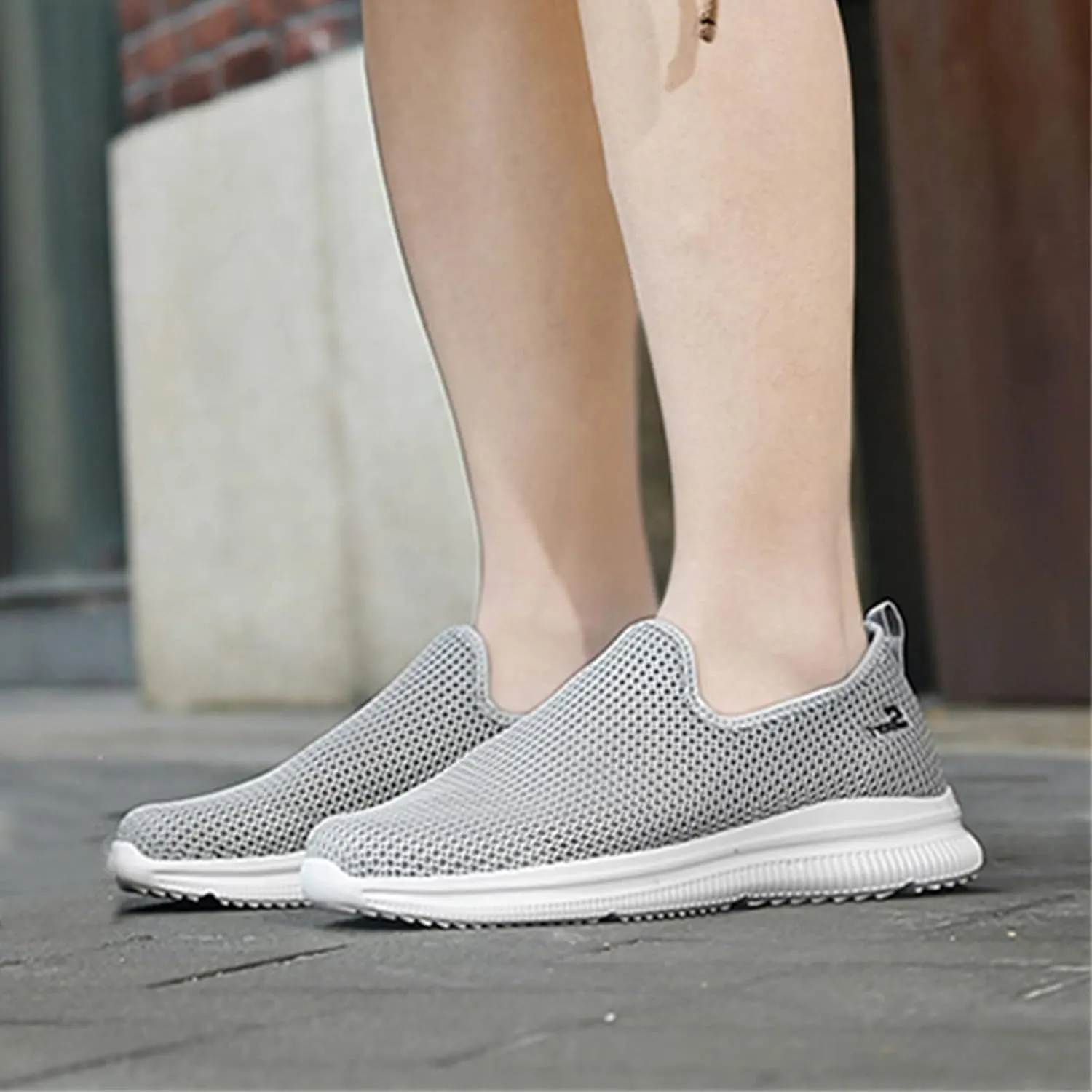 Womens Ladies Walking Running Shoes Slip On Lightweight Mens Running Shoes Mesh Women Casual Shoes Walking Sneakers Brown Tennis Shoe Casual Loafers