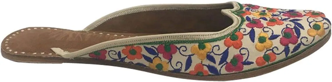 Women's Leather Flat Sandals Ballerina Shoes Back Open Punjabi Jutti