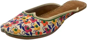 Women's Leather Flat Sandals Ballerina Shoes Back Open Punjabi Jutti