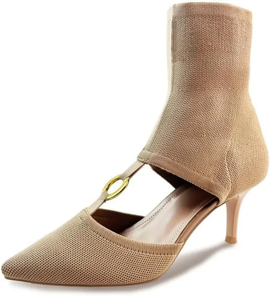 Women's Low Heeled Sandals Pointed Toe Heels Sexy Closed Toe Pump Breathable Elastic Dressy Wedding Shoes