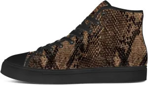 Women's Men's Snake Shoes Snake Print High Top Canvas Sneakers Lace Up Casual Walking Shoes Gifts for Men Women