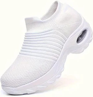Women's mesh Sock Shoes, Slip-on Breathable Running Shoes, Men's and Women's air Cushion Casual Walking Shoes