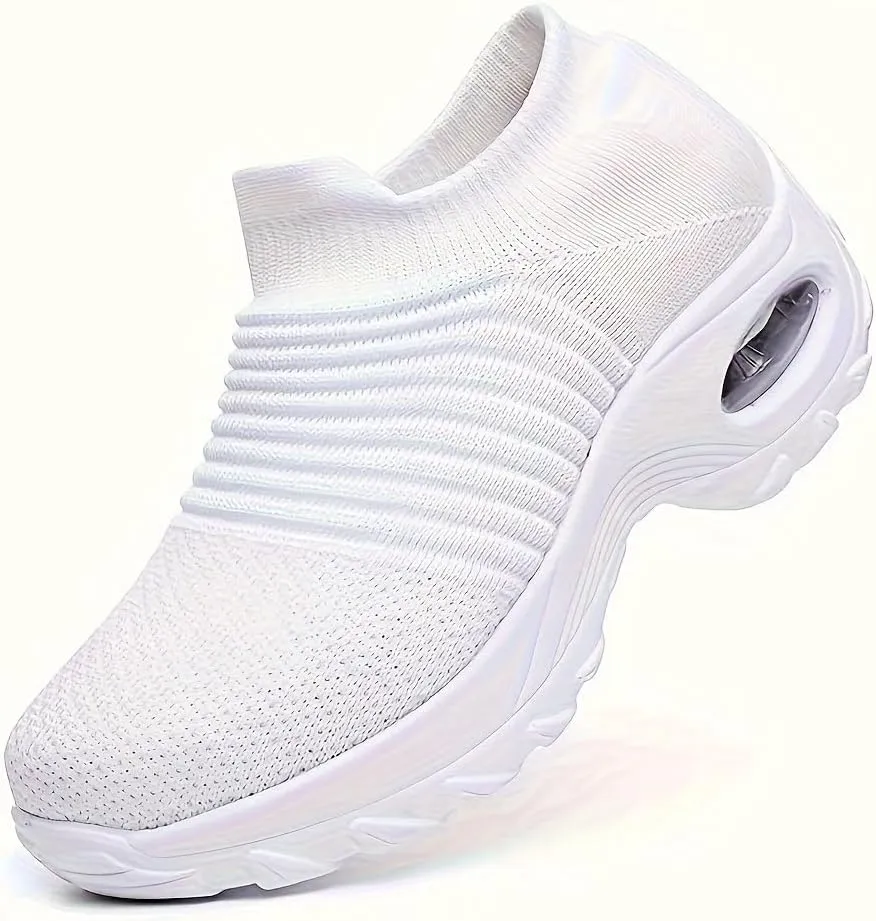 Women's mesh Sock Shoes, Slip-on Breathable Running Shoes, Men's and Women's air Cushion Casual Walking Shoes