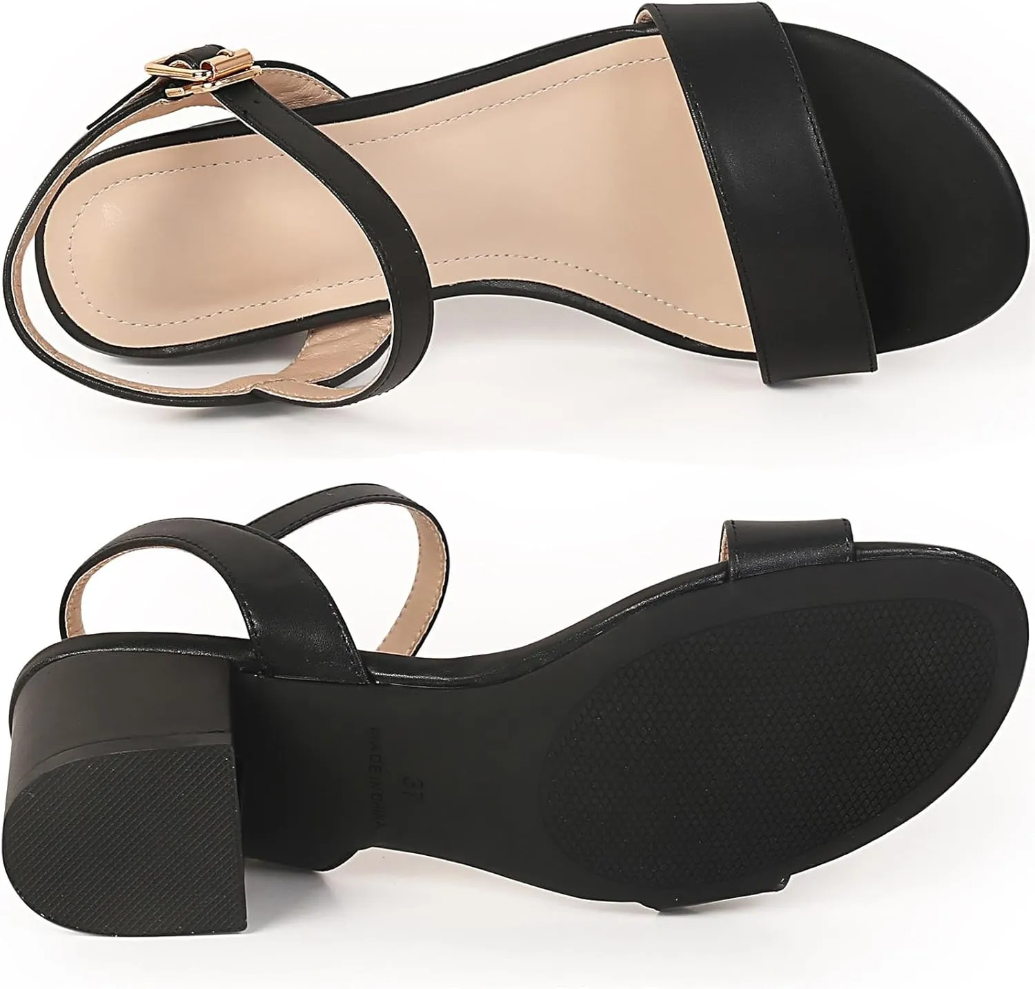 Women's Open Toe Ankle Strap Chunk Low Heel Pump Sandals for Wedding Party Prom Office Homecoming Dress Shoes for Wedding Party Prom Office Homecoming Dress Shoes