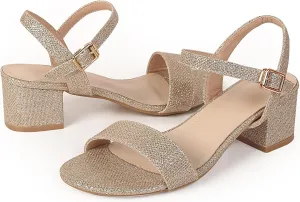 Women's Open Toe Ankle Strap Chunk Low Heel Pump Sandals for Wedding Party Prom Office Homecoming Dress Shoes for Wedding Party Prom Office Homecoming Dress Shoes