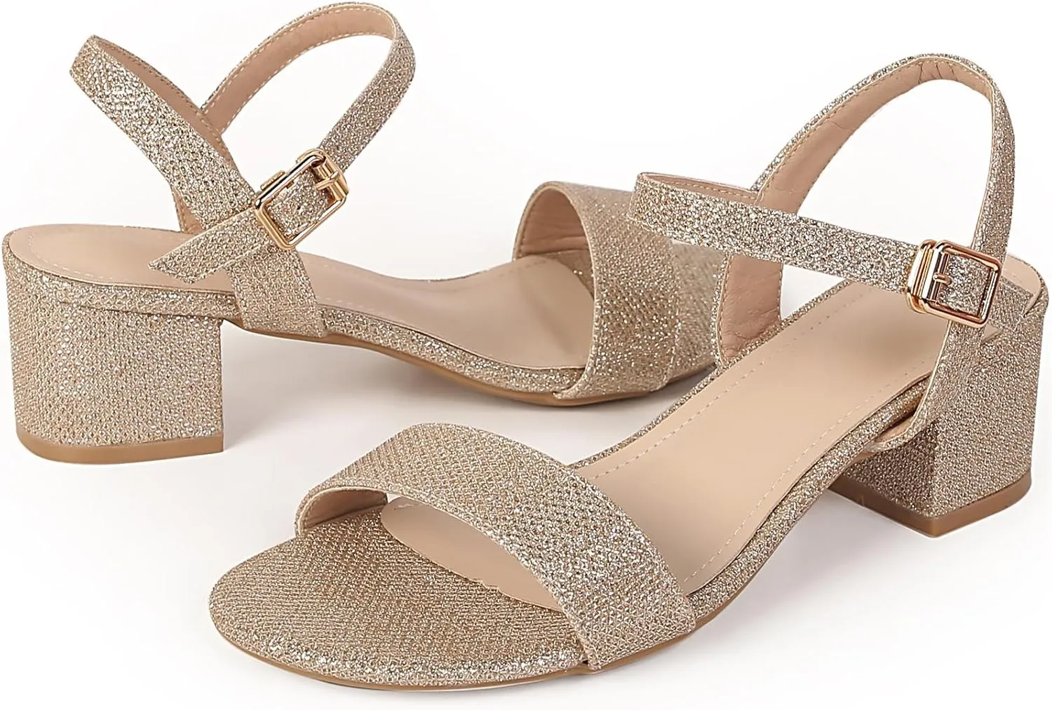 Women's Open Toe Ankle Strap Chunk Low Heel Pump Sandals for Wedding Party Prom Office Homecoming Dress Shoes for Wedding Party Prom Office Homecoming Dress Shoes