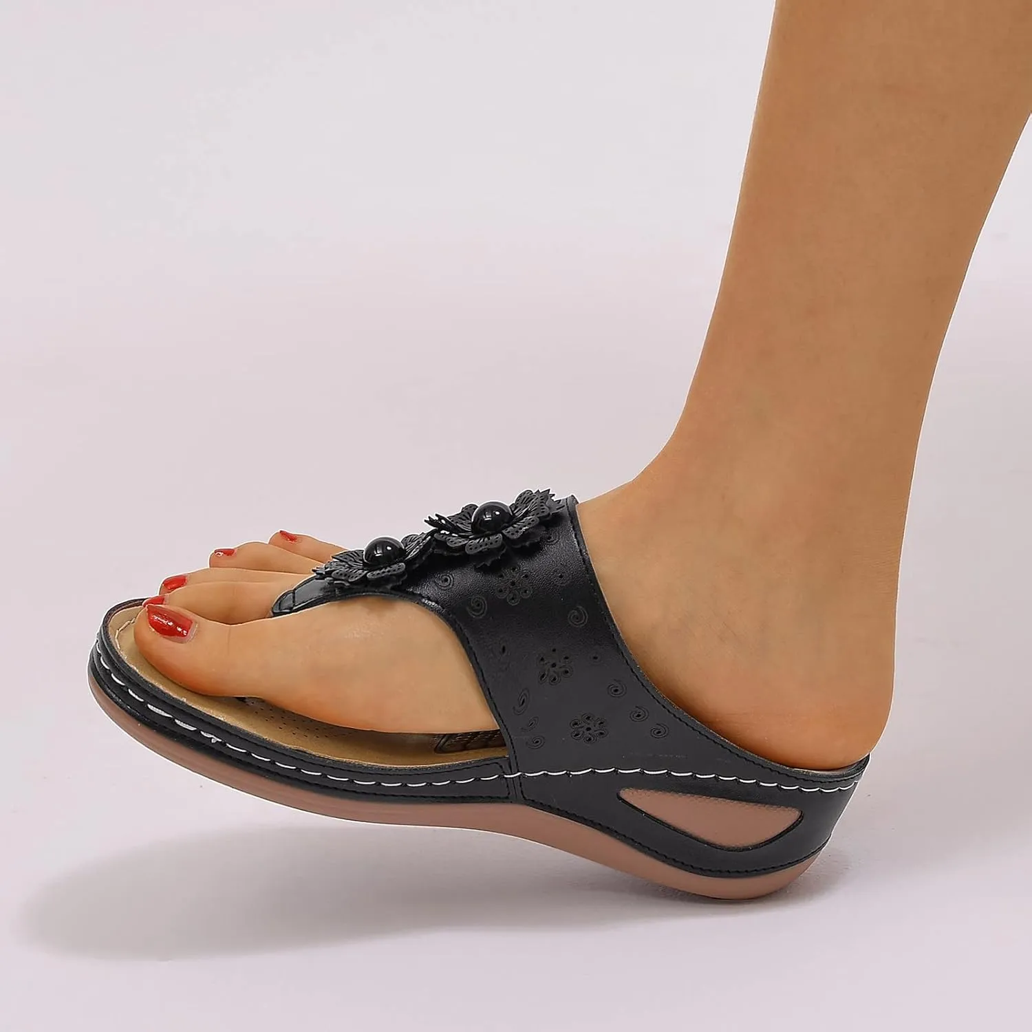 Womens Orthopedic Wedge Sandals Sandalias De Verano Para Mujer De Tacon Sandals for Women Dressy Casual Orthopaedic Shoes for Women Arch Support Orthopedic Shoes Wide Wide Foot Heels