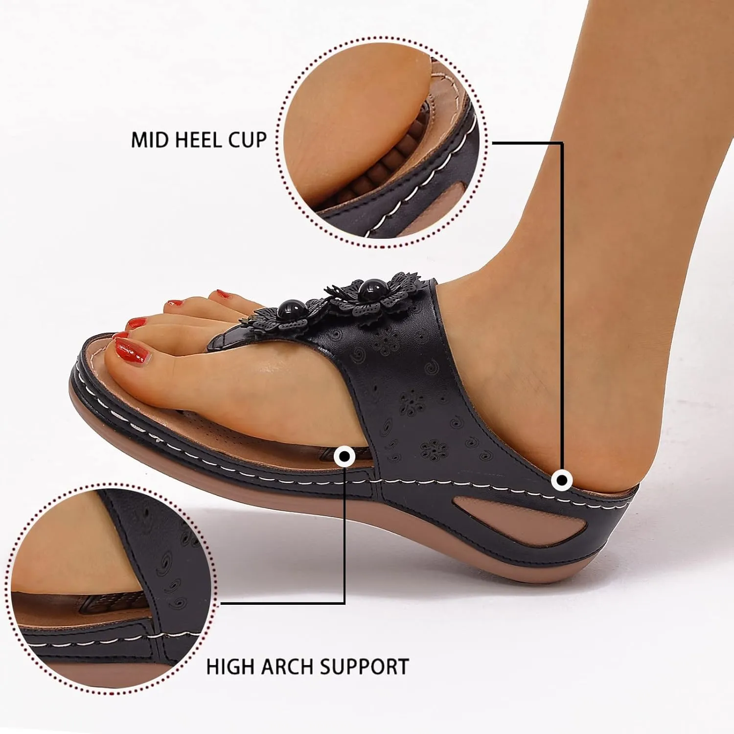 Womens Orthopedic Wedge Sandals Sandalias De Verano Para Mujer De Tacon Sandals for Women Dressy Casual Orthopaedic Shoes for Women Arch Support Orthopedic Shoes Wide Wide Foot Heels