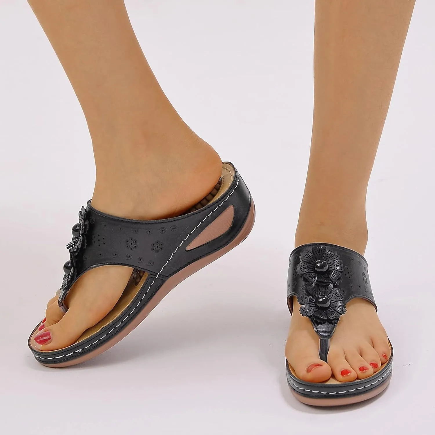 Womens Orthopedic Wedge Sandals Sandalias De Verano Para Mujer De Tacon Sandals for Women Dressy Casual Orthopaedic Shoes for Women Arch Support Orthopedic Shoes Wide Wide Foot Heels