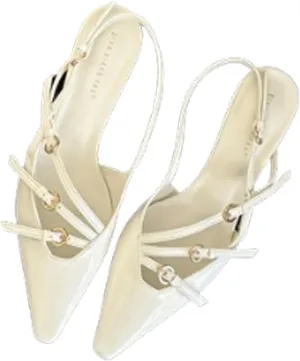 Women's Pointed Toe Kitten Heels Buckle Pumps,Sexy Slingback Adjustable Metallic Multi-Buckle Low Heel Sandals Slip On Office Party Dress Pumps Shoes