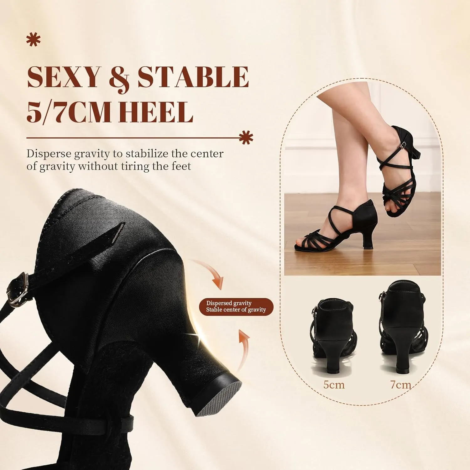Women's Professional Latin Dance Shoes Open Toe Ballroom Salsa Practice Dance Performance Shoes