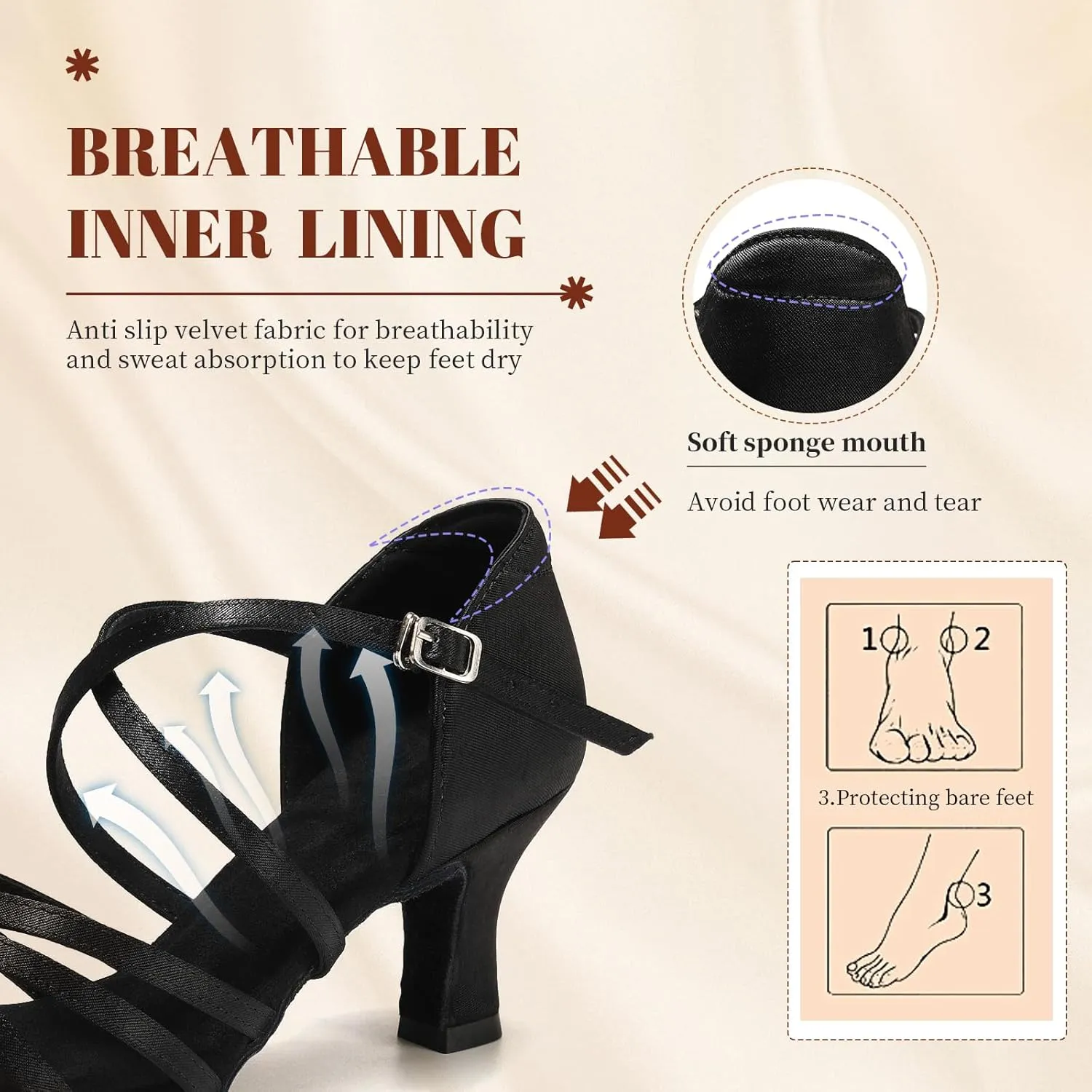 Women's Professional Latin Dance Shoes Open Toe Ballroom Salsa Practice Dance Performance Shoes