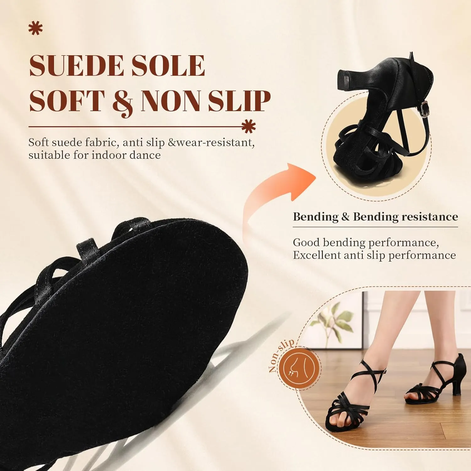 Women's Professional Latin Dance Shoes Open Toe Ballroom Salsa Practice Dance Performance Shoes