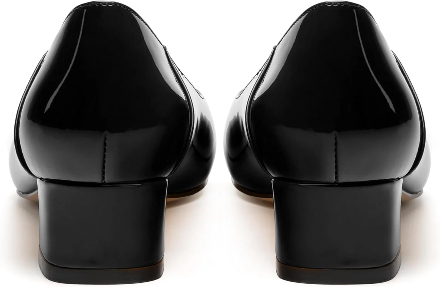 Womens Pumps, Low Chunky Block Heels for Women, Square Toe Womens Dress Shoes for Party and Office, Patent Dress Pumps