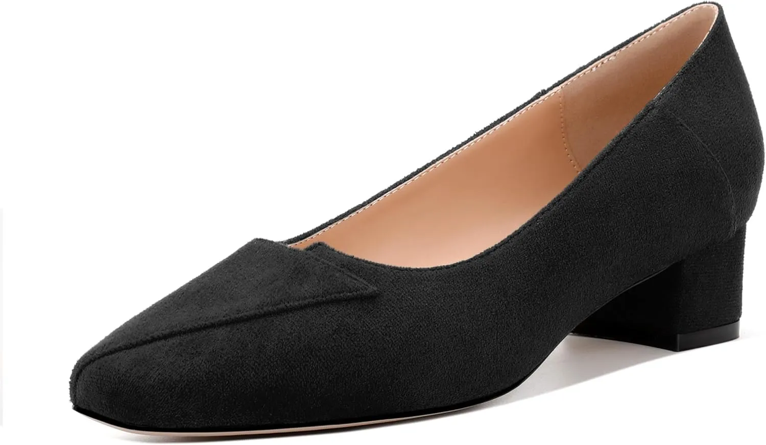 Womens Pumps, Low Chunky Block Heels for Women, Square Toe Womens Dress Shoes for Party and Office, Patent Dress Pumps