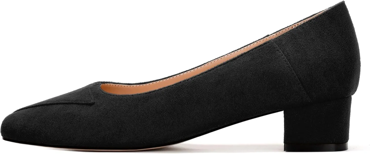 Womens Pumps, Low Chunky Block Heels for Women, Square Toe Womens Dress Shoes for Party and Office, Patent Dress Pumps
