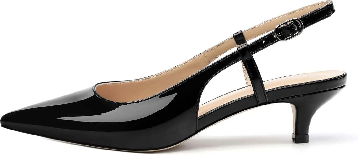 Women's Pumps, Pointed Toe Ankle Strap Heels Shoes for Women Fashion Solid Buckle Kitten Heel Pump