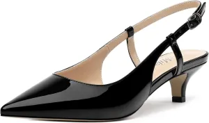 Women's Pumps, Pointed Toe Ankle Strap Heels Shoes for Women Fashion Solid Buckle Kitten Heel Pump