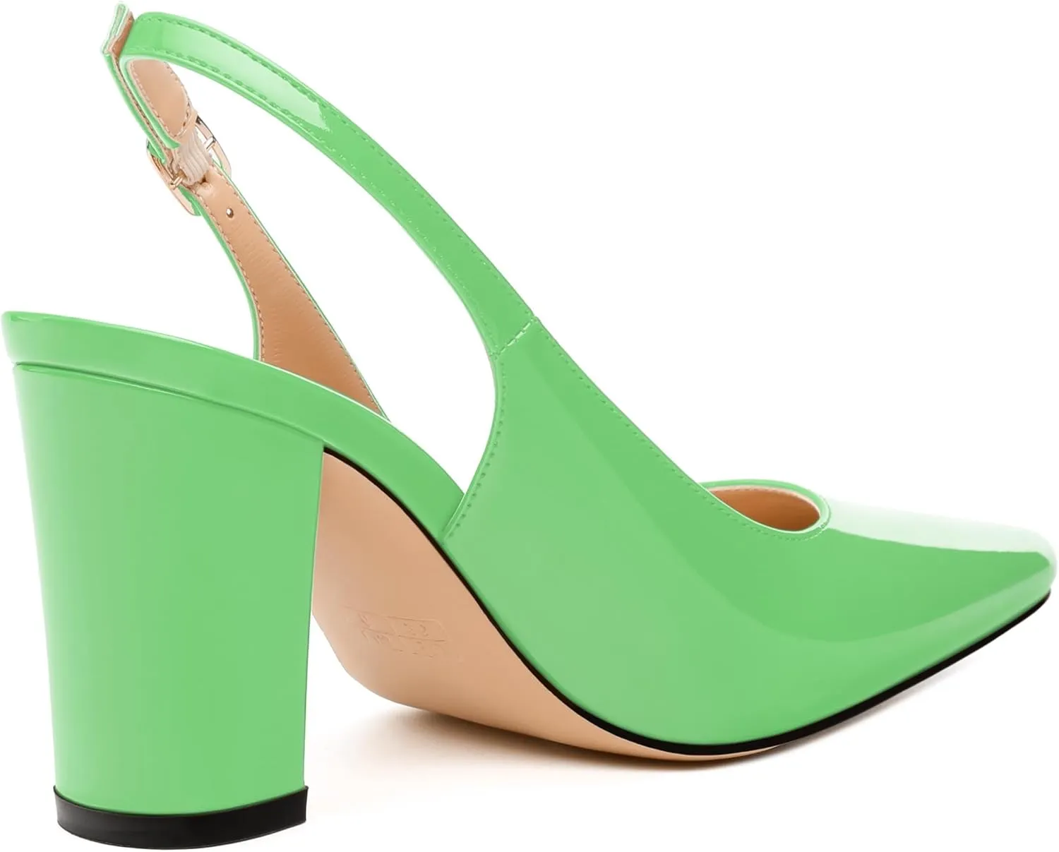 Women's Pumps, Pointed Toe High Heels, Slingback with Buckle, Fashion Solid Patent Pumps for Working Partying Wedding