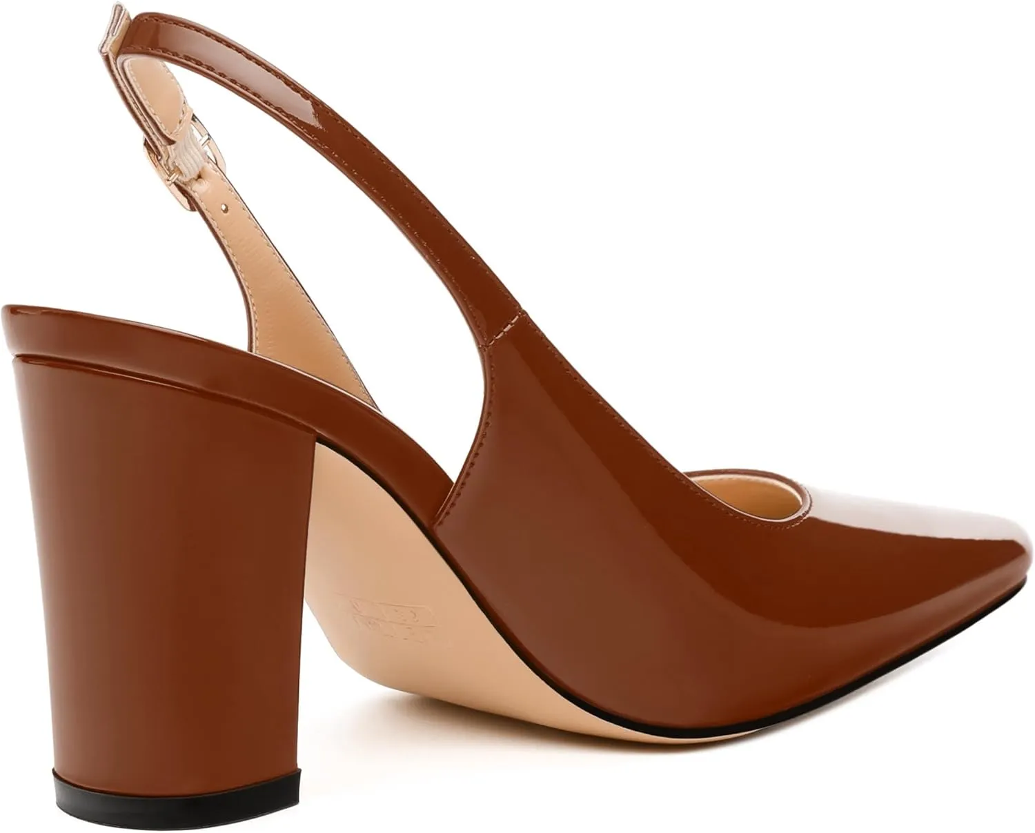 Women's Pumps, Pointed Toe High Heels, Slingback with Buckle, Fashion Solid Patent Pumps for Working Partying Wedding