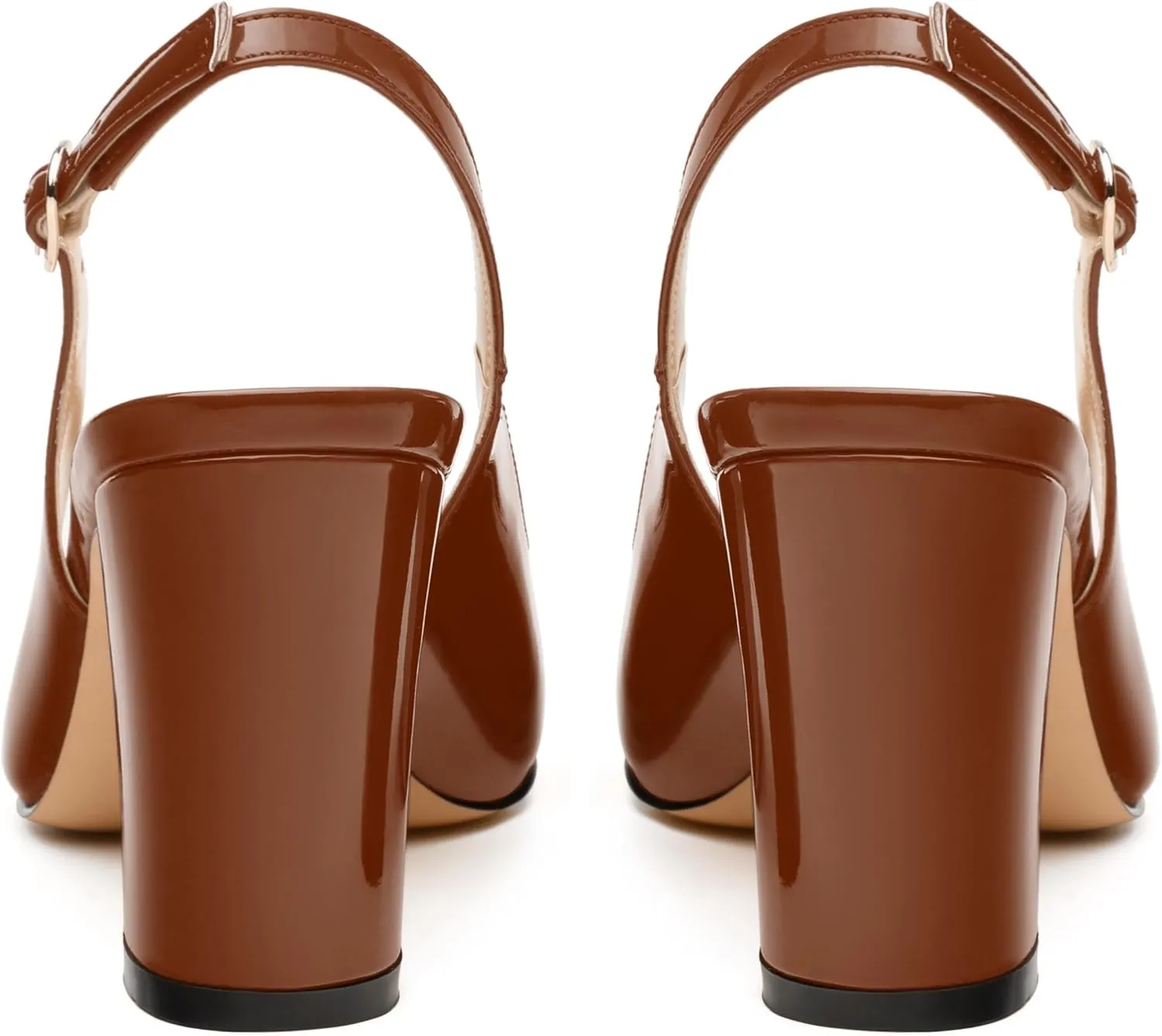 Women's Pumps, Pointed Toe High Heels, Slingback with Buckle, Fashion Solid Patent Pumps for Working Partying Wedding