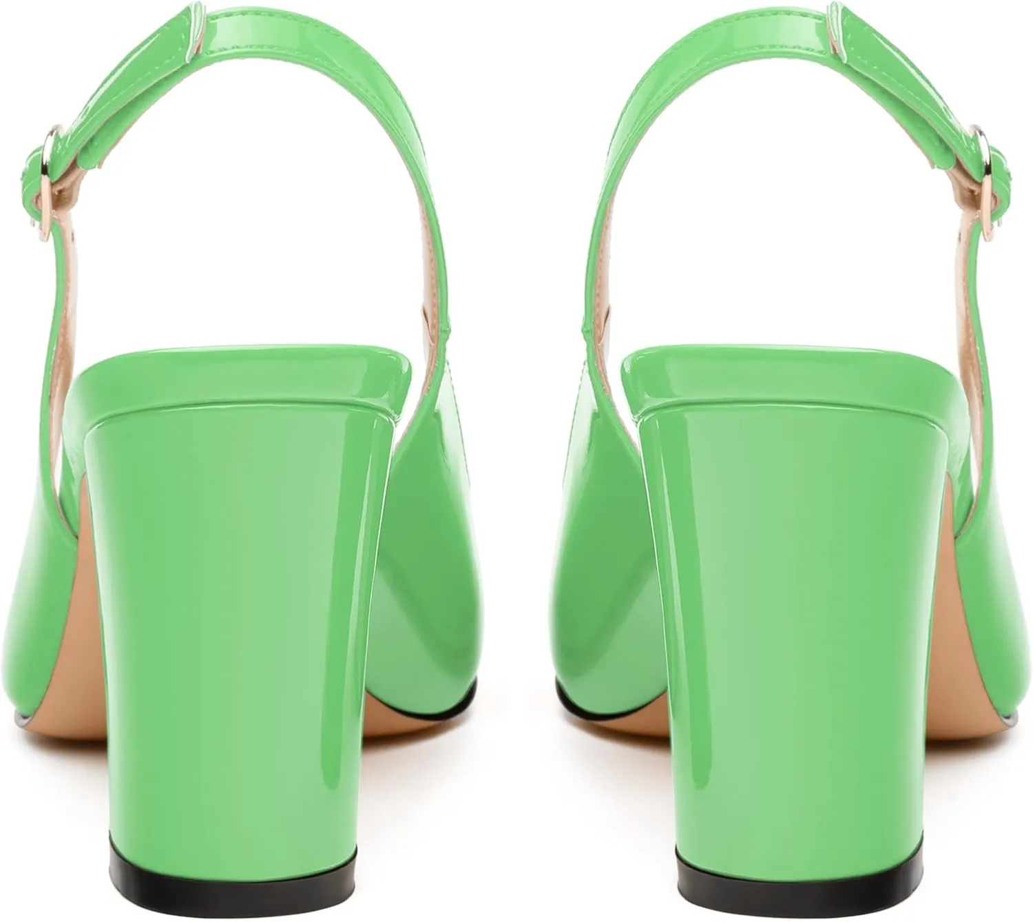 Women's Pumps, Pointed Toe High Heels, Slingback with Buckle, Fashion Solid Patent Pumps for Working Partying Wedding