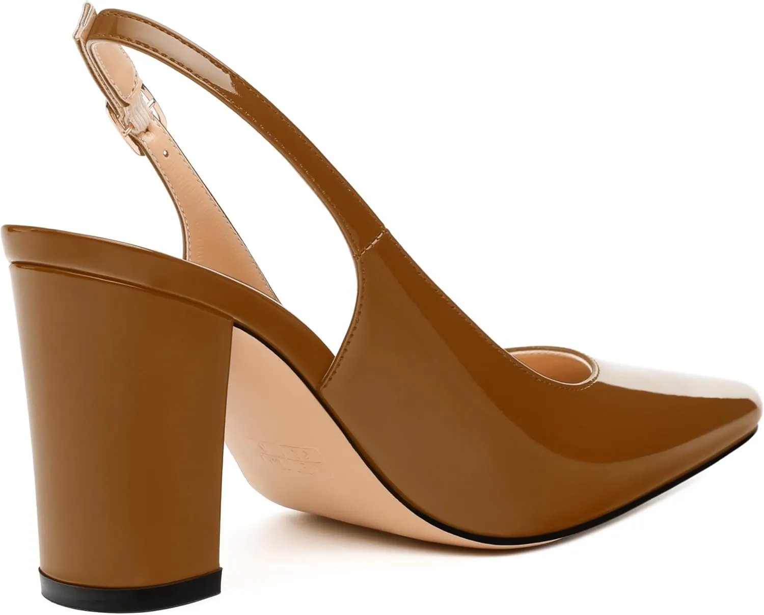 Women's Pumps, Pointed Toe High Heels, Slingback with Buckle, Fashion Solid Patent Pumps for Working Partying Wedding