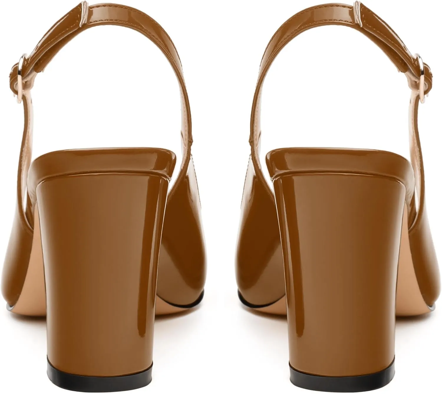 Women's Pumps, Pointed Toe High Heels, Slingback with Buckle, Fashion Solid Patent Pumps for Working Partying Wedding