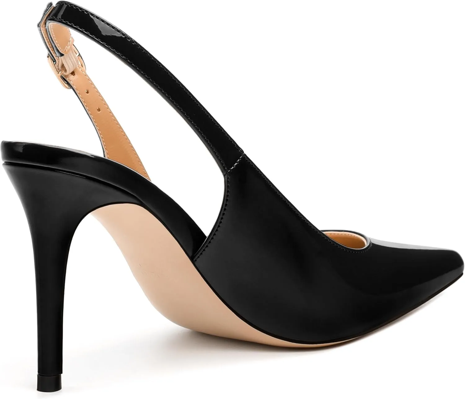 Women's Pumps, Slingback Pointed Toe Stiletto High Heels, Fashion Adjust Buckle Patent Shoes for Women 3.3 inch
