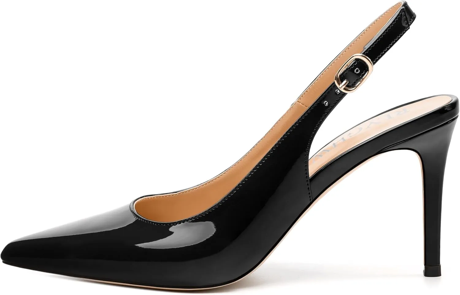 Women's Pumps, Slingback Pointed Toe Stiletto High Heels, Fashion Adjust Buckle Patent Shoes for Women 3.3 inch