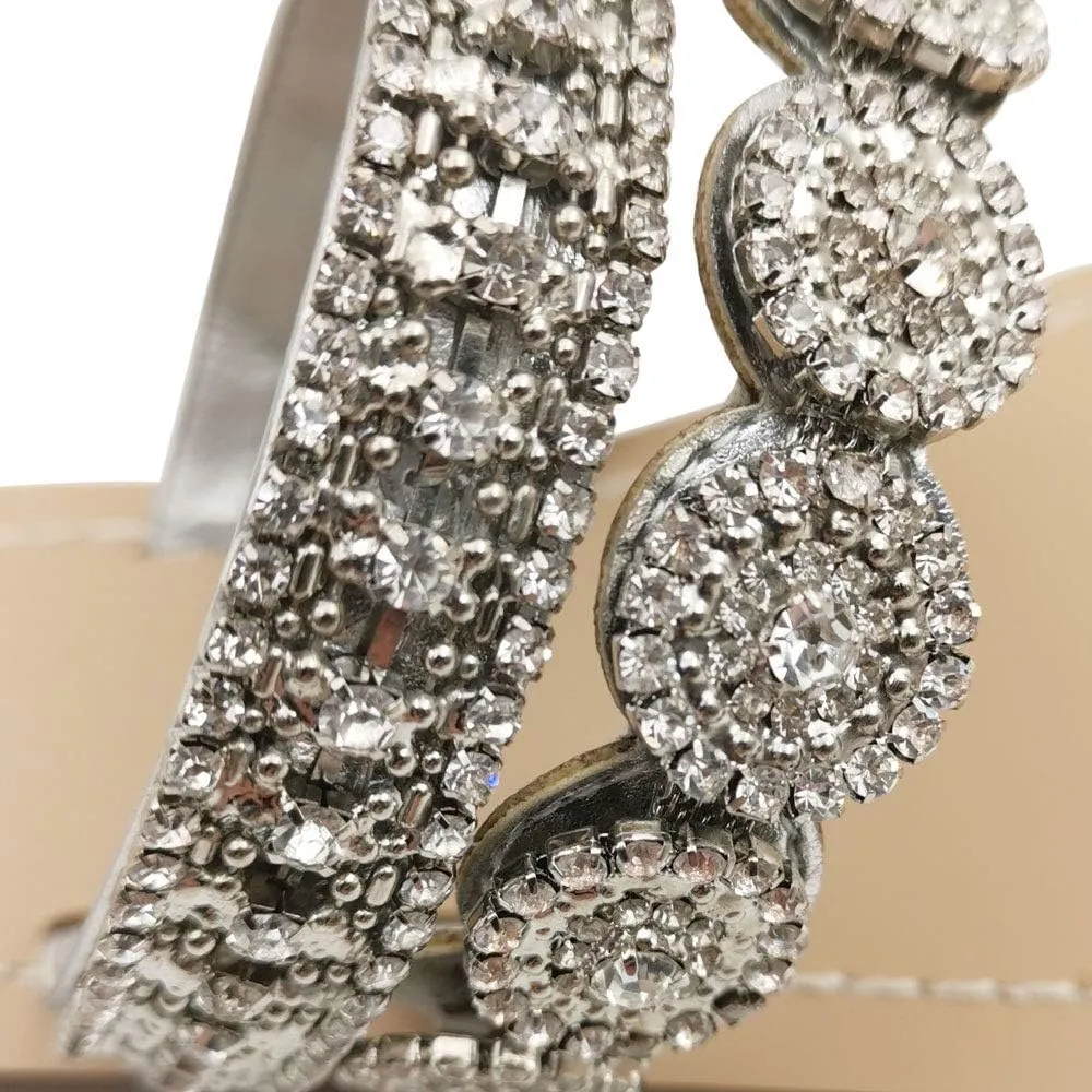 Women's Rhinestone Flat Sandals, Women Flip Flops with Clip Toe RingBeadeed Rhinestone Crystal Jeweled Sandal Shoes for Summer Beach Oceanside Holiday Outdoor