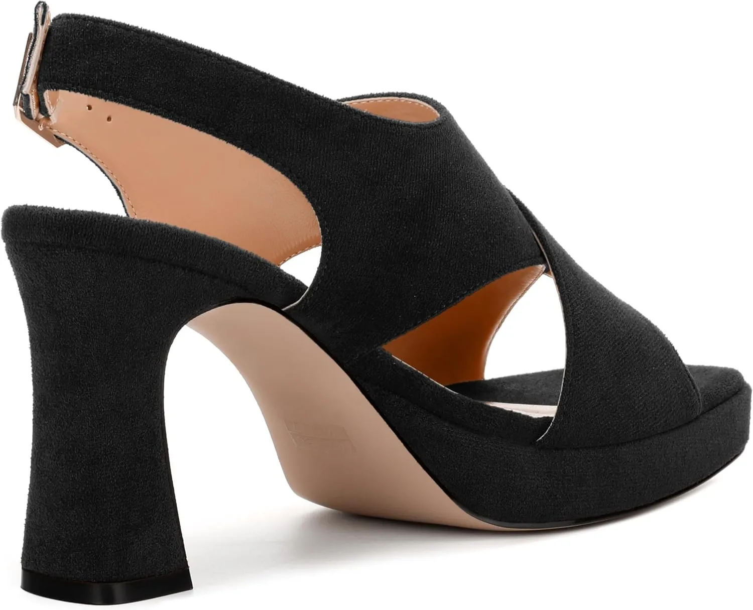 Womens Sandals Open Toe Platform Sandals Buckle Adjustable Strap Heeled Sandals Fashion Solid Suede High Heels