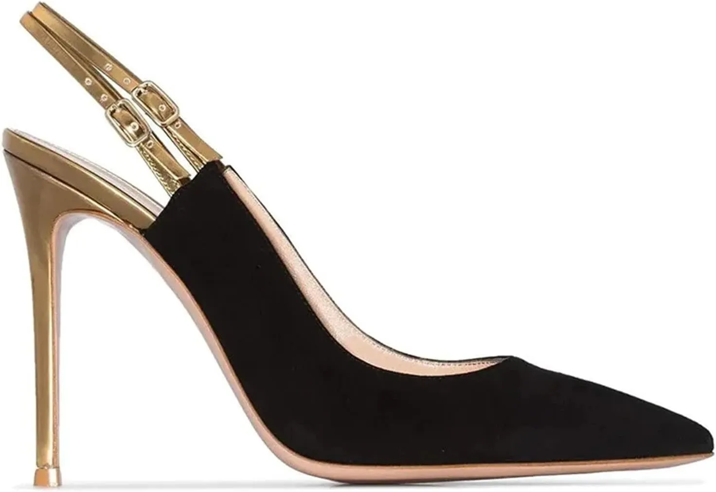 Women's Slingback Buckle Strap Sandals, Black Stiletto Office Career Heels