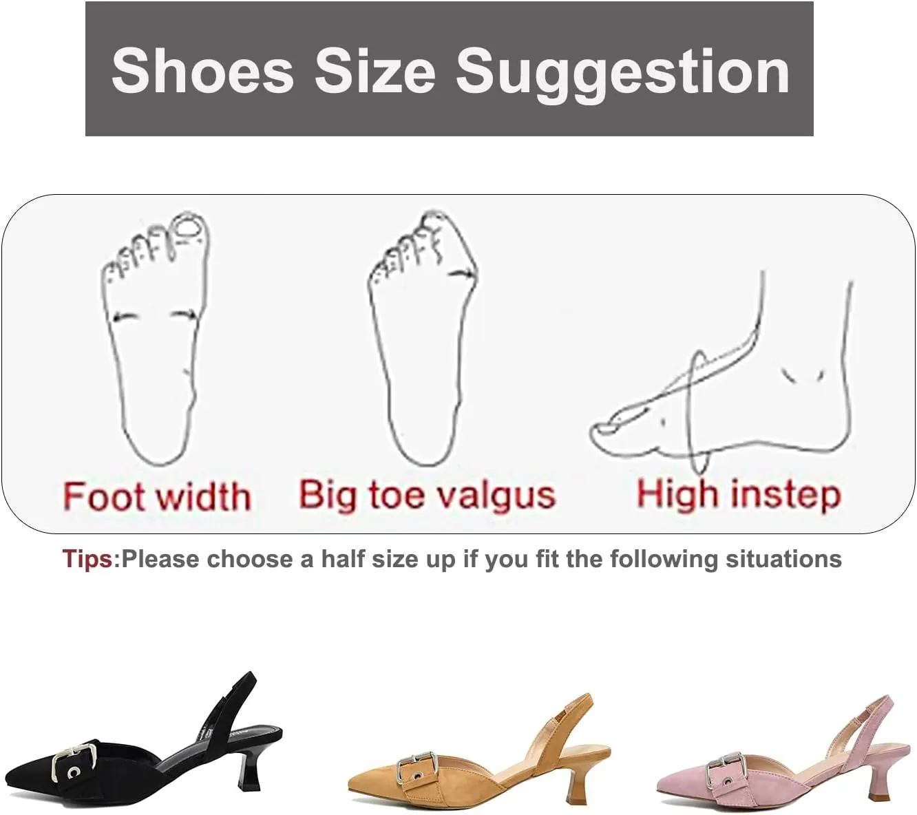 Women's Slingback Kitten Heels 2.3IN Pointed Toe Low Heel Pumps Buckle Closed Toe Formal Party Wedding Dress Pump Shoes