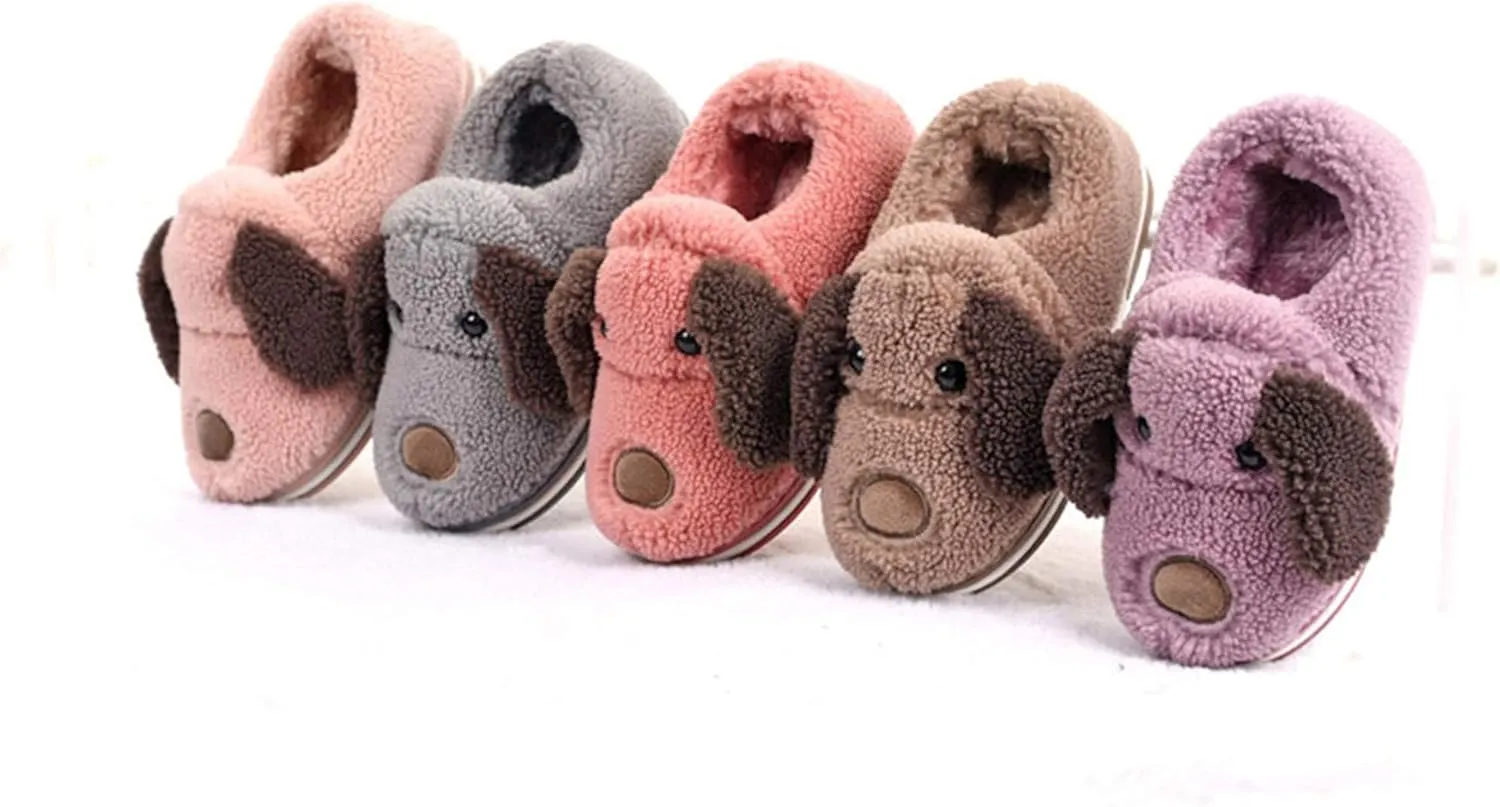 Women's Slippers Dog Animal Slippers Cartoon Plush Slippers Winter Warm Slippers Home Slippers