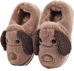 Women's Slippers Dog Animal Slippers Cartoon Plush Slippers Winter Warm Slippers Home Slippers