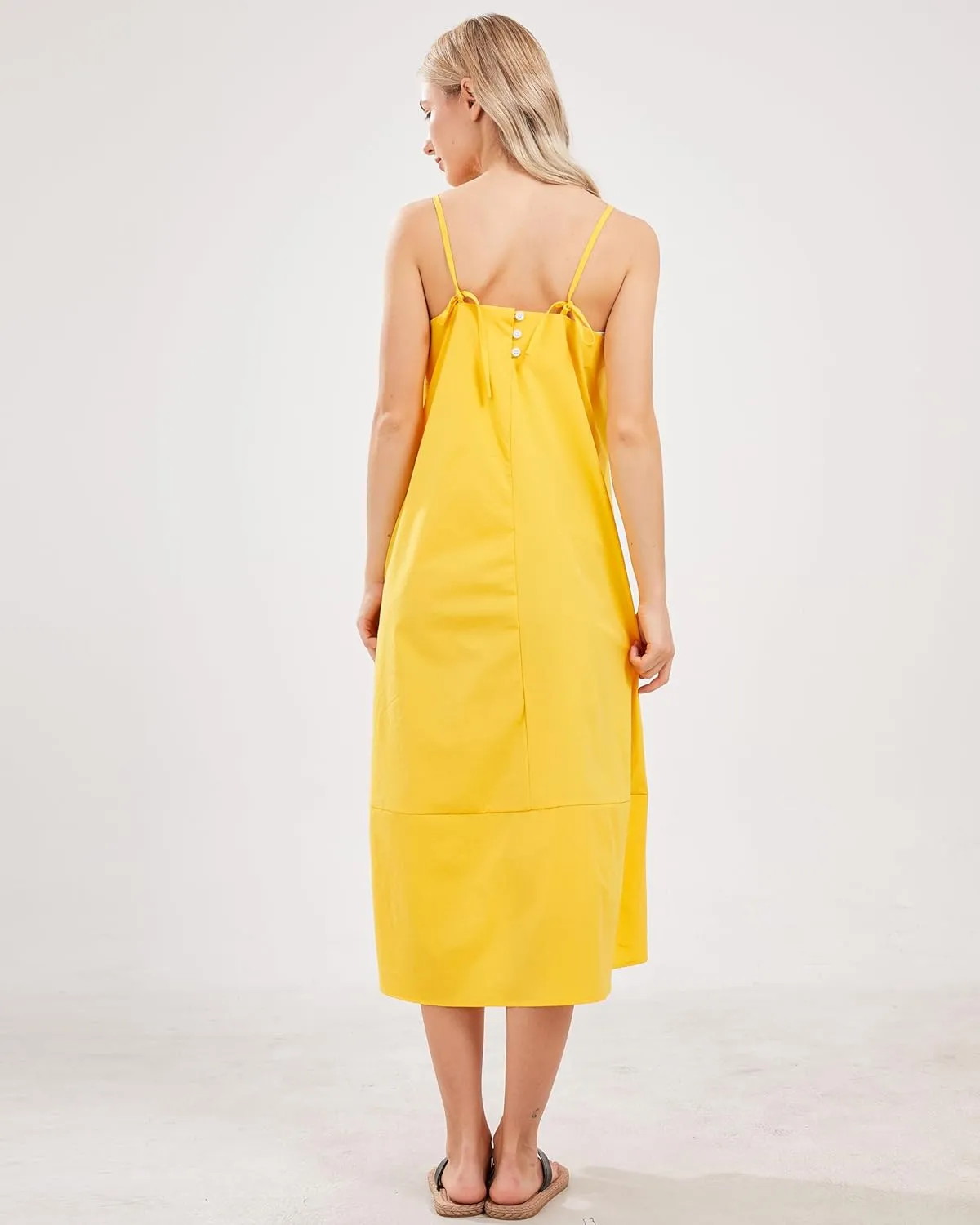 Womens Summer Dresses Sleeveless Spaghetti Strap Lounge Dress Flowy A-Line Midi Dress