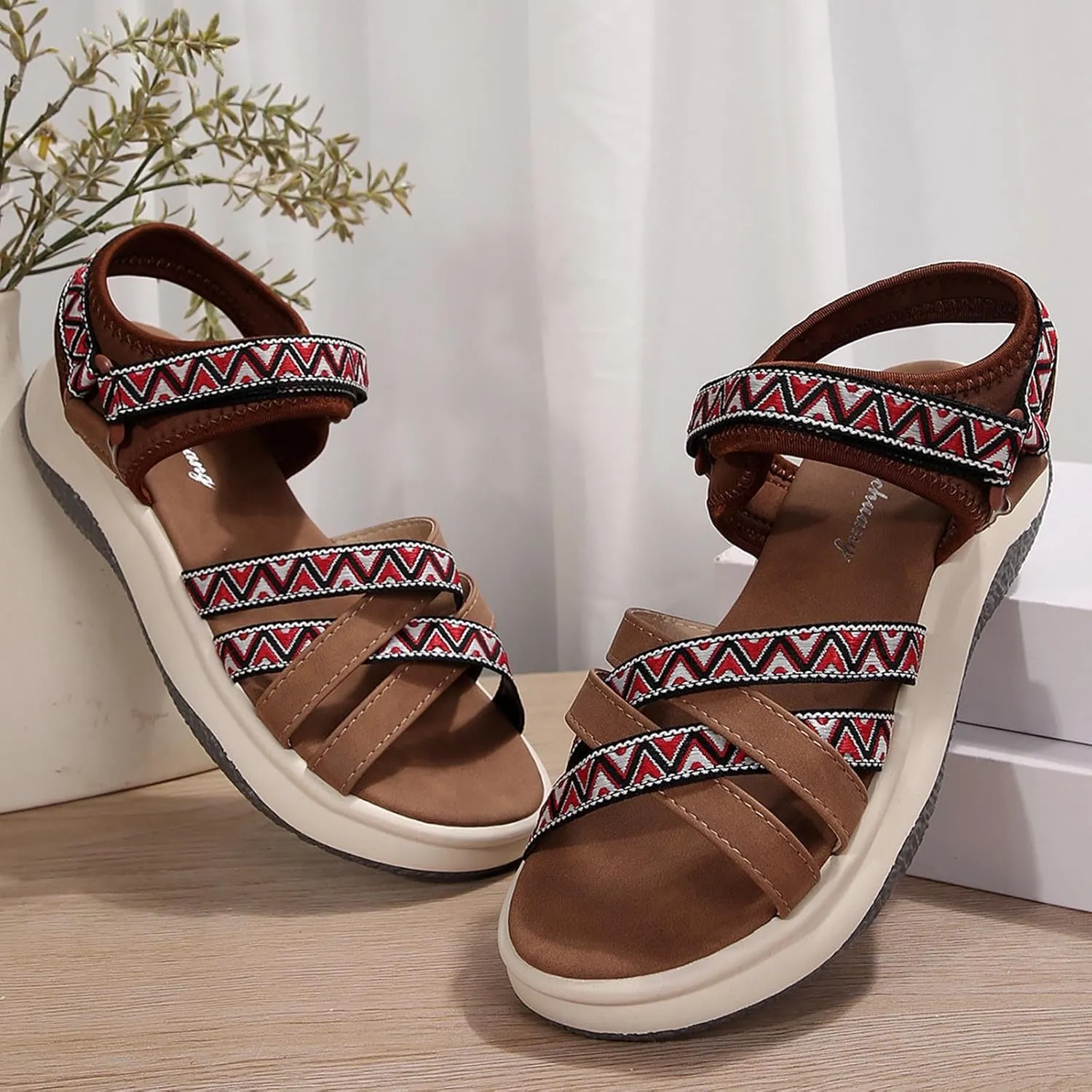 Women's Summer Ethnic Style Sandals Large Size Casual Fashion Sandals Wearable Thick Bottom Slope Heel Sandals