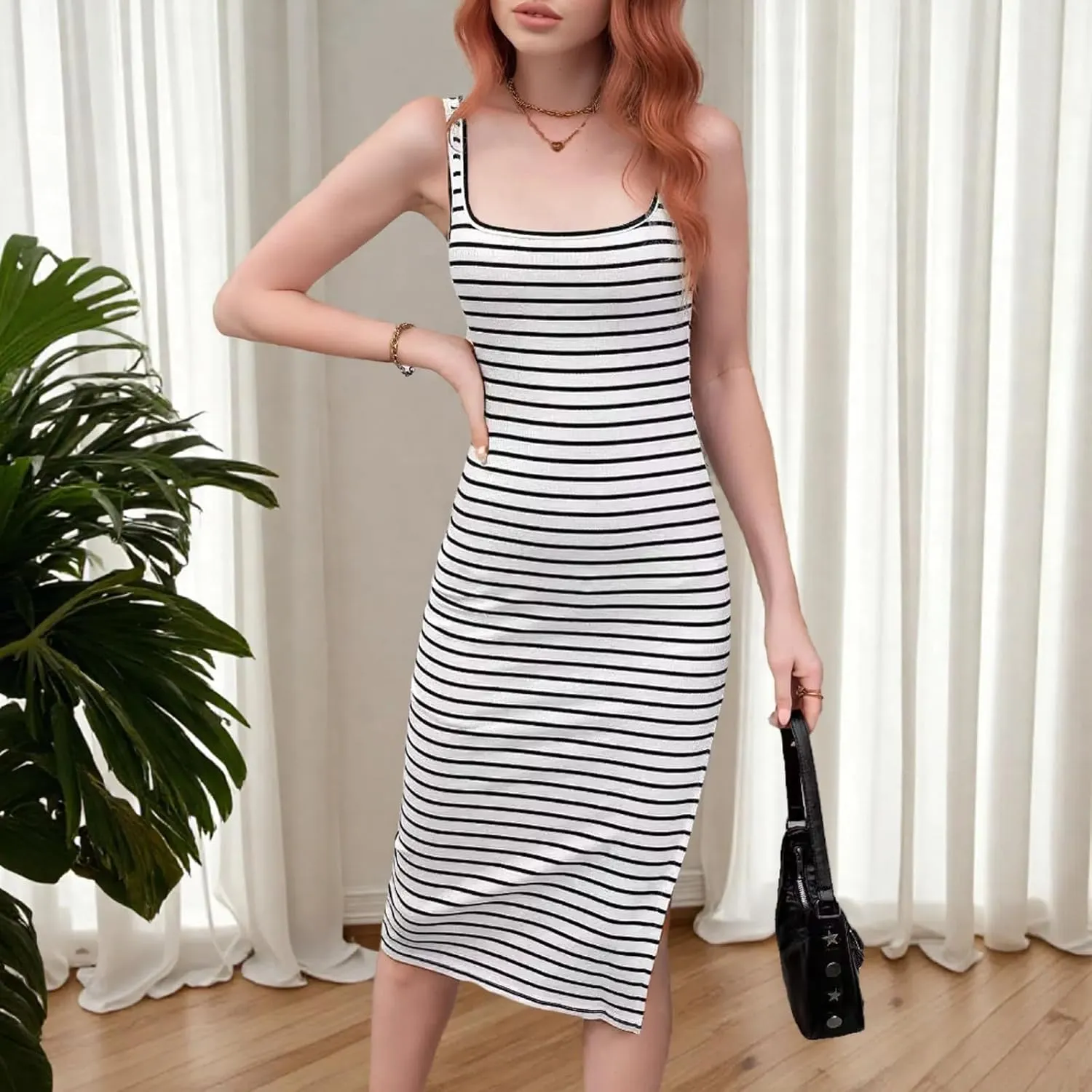 Women's Summer Sleeveless Striped Dress, Comfortable and Lightweight, Perfect for Beach, Vacation and Daily Wear