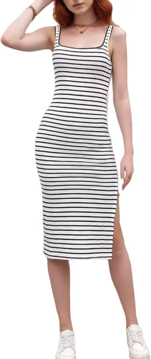 Women's Summer Sleeveless Striped Dress, Comfortable and Lightweight, Perfect for Beach, Vacation and Daily Wear